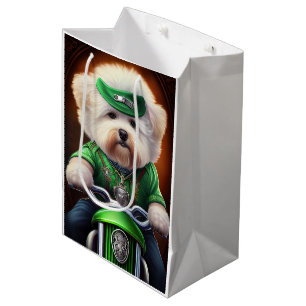 Bichon Frisé Dog Fahrrad St. Patrick's Day Mittlere Geschenktüte