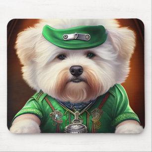 Bichon Frisé Dog Fahrrad St. Patrick's Day Mousepad