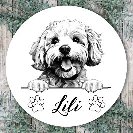Bichon Frise Dog Hand Zeichnend Personalisiert Runder Aufkleber