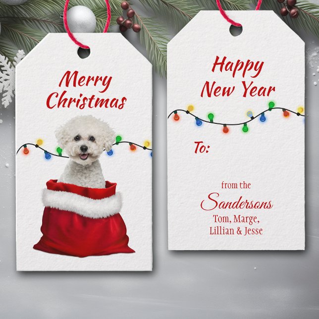 Bichon Frise Dog in Santa Bag Geschenkanhänger (Von Creator hochgeladen)