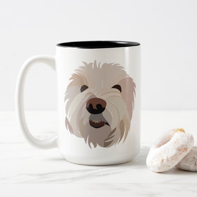 Bichon Frise Dog Lover Bichon Frise Zweifarbige Tasse (Mit Donut)