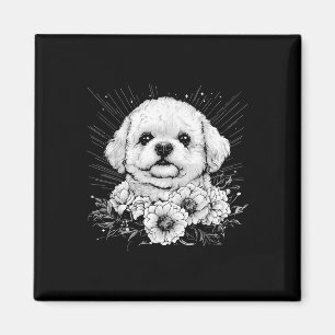 Bichon Frise Dog Lover Retro Style Tattoo _1 Magnet