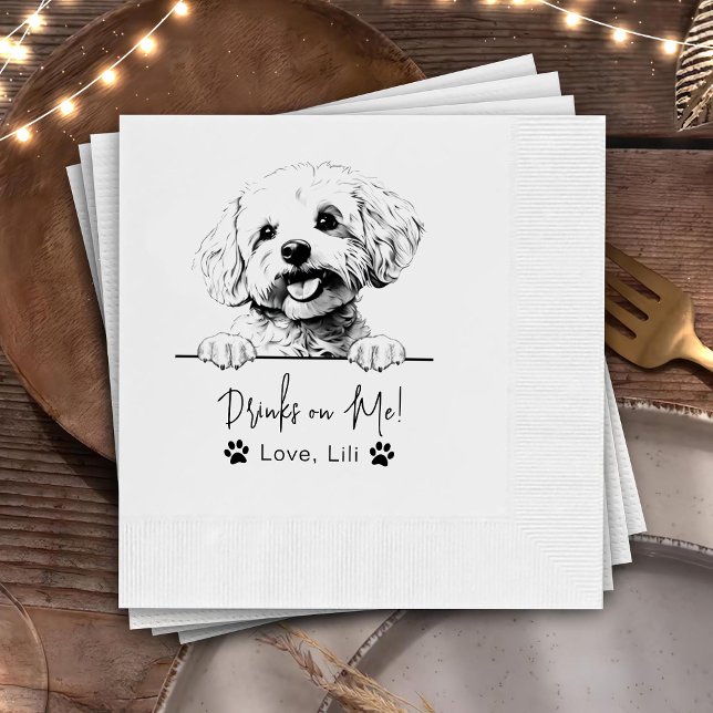 Bichon frise dog Personalisiert Drinks auf mich Serviette (Von Creator hochgeladen)