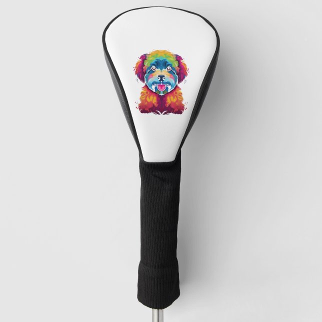 Bichon Frise Dog Pop Art Golf Headcover (Vorderseite)