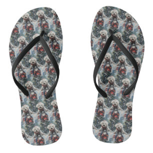 Bichon Frise Dog Riding Motorrad Weihnachten Flip Flops