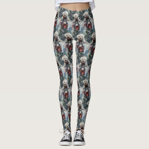 Bichon Frise Dog Riding Motorrad Weihnachten Leggings