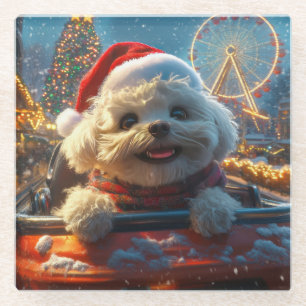 Bichon Frise Dog Roller Untersetzer Weihnachten