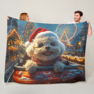 Bichon Frise Dog Roller Untersetzer Weihnachten Fleecedecke