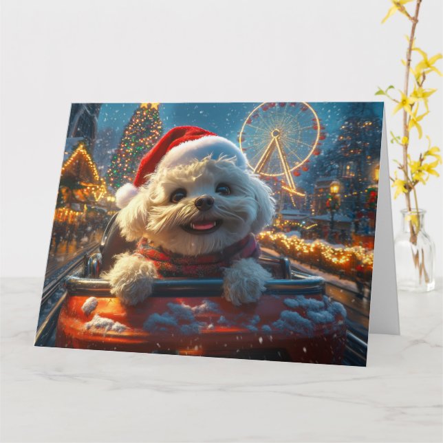 Bichon Frise Dog Roller Untersetzer Weihnachten Karte (Gelbe Blume)