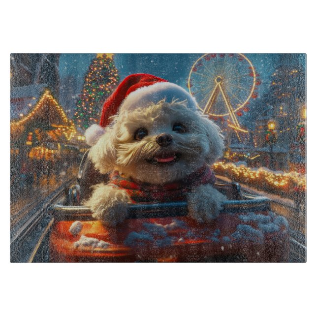Bichon Frise Dog Roller Untersetzer Weihnachten Schneidebrett (Vorderseite)