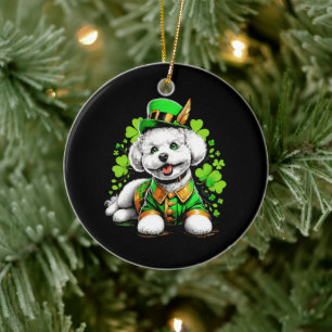 Bichon Frise Dog St Patrick's Day Keramik Ornament