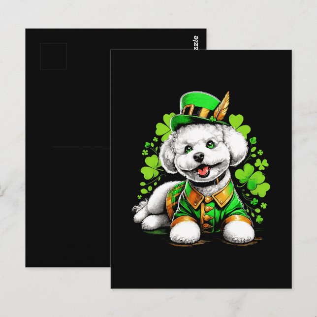 Bichon Frise Dog St Patrick's Day Postkarte (Vorne/Hinten)