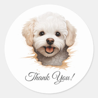Bichon Frise Dog Vielen Dank Runder Aufkleber