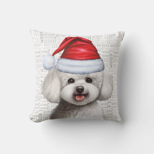 Bichon Frise Dog Wassercolor Weihnachten Kissen (Vorderseite)
