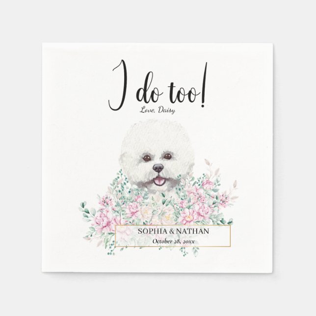 Bichon Frise Dog Wedding Cocktail Napkins Serviette (Vorderseite)
