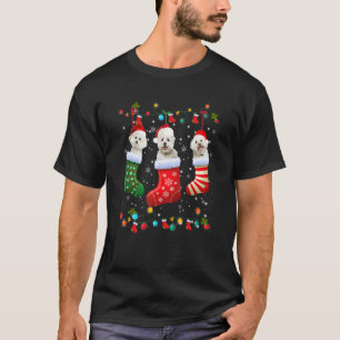 Bichon Frise Dog Weihnachtssocken Xmas Pajama Dog T-Shirt