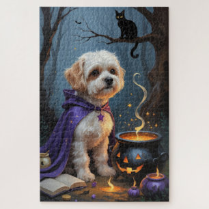 Bichon Frise Dog Whimsical Halloween Malerei Puzzle