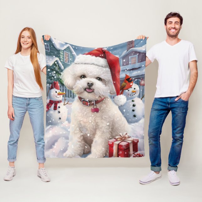 Bichon Frise Dog Winter Wonderland Weihnachtsfreud Fleecedecke (Beispiel)