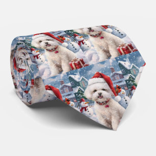 Bichon Frise Dog Winter Wonderland Weihnachtsfreud Krawatte