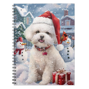 Bichon Frise Dog Winter Wonderland Weihnachtsfreud Notizblock