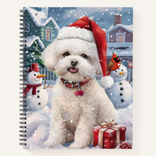 Bichon Frise Dog Winter Wonderland Weihnachtsfreud Notizbuch