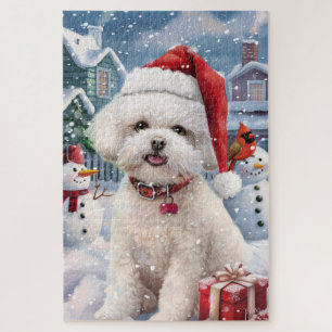 Bichon Frise Dog Winter Wonderland Weihnachtsfreud Puzzle