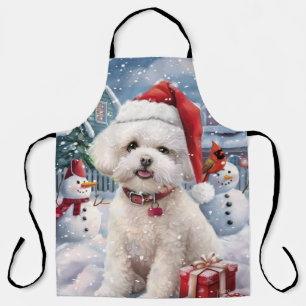 Bichon Frise Dog Winter Wonderland Weihnachtsfreud Schürze