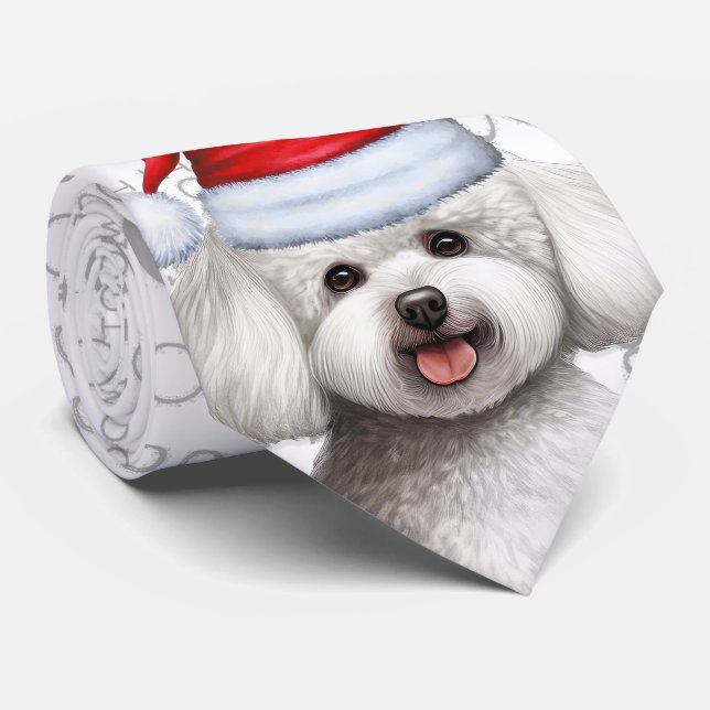 Bichon Frise Dog Woof Christmas Pet Lover Krawatte (Gerollt)