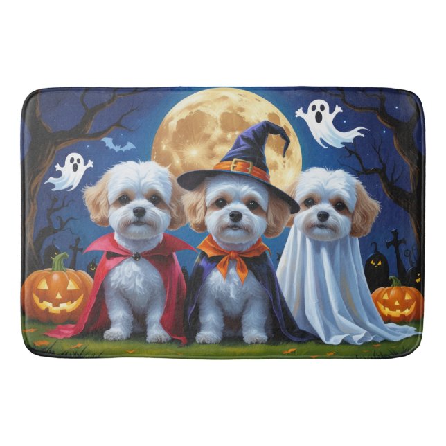 Bichon Frise Dogs Pumpkin Halloween Funny Badematte (Vorderseite)