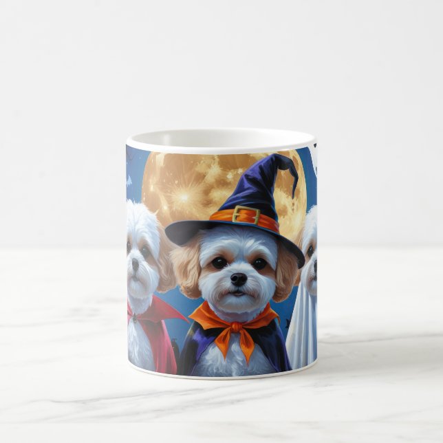 Bichon Frise Dogs Pumpkin Halloween Funny Kaffeetasse (Mittel)