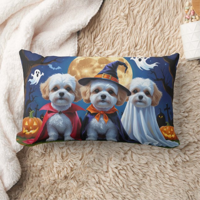 Bichon Frise Dogs Pumpkin Halloween Funny Lendenkissen (Decke)