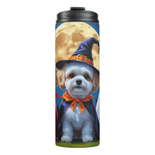 Bichon Frise Dogs Pumpkin Halloween Funny Thermosbecher