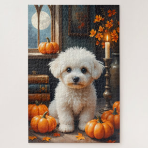 Bichon Frise gemütliche gothische Halloween-Kunst Puzzle