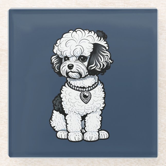 Bichon Frise Glasuntersetzer (Vorderseite)