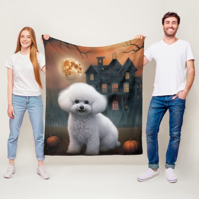 Bichon Frise Halloween Beängstigend Fleecedecke (Beispiel)
