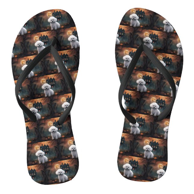 Bichon Frise Halloween Beängstigend Flip Flops (Fußbett)