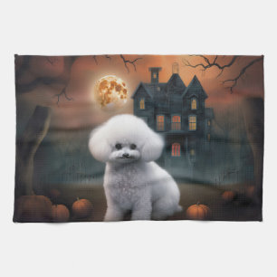 Bichon Frise Halloween Beängstigend Geschirrtuch
