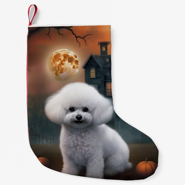 Bichon Frise Halloween Beängstigend Kleiner Weihnachtsstrumpf (Vorderseite)