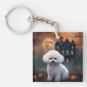Bichon Frise Halloween Beängstigend Schlüsselanhänger
