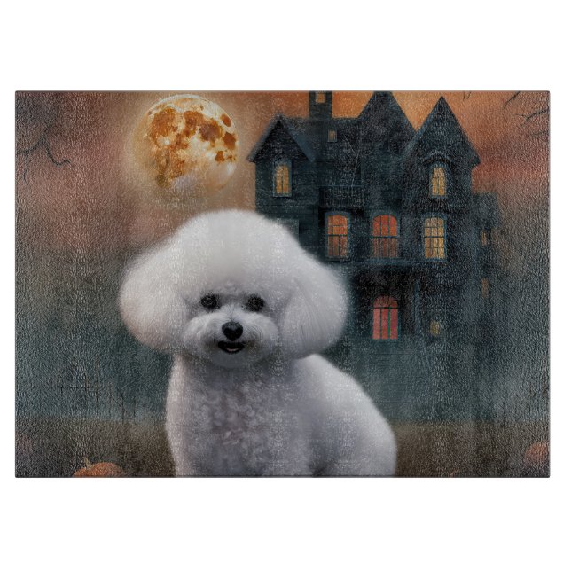 Bichon Frise Halloween Beängstigend Schneidebrett (Vorderseite)