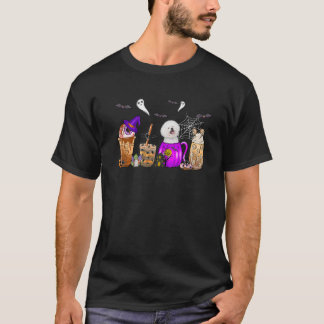 Bichon Frise Halloween Coffee Pumpkin Spice Ghost T-Shirt