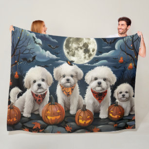 Bichon Frise Halloween Gruselig Fleecedecke