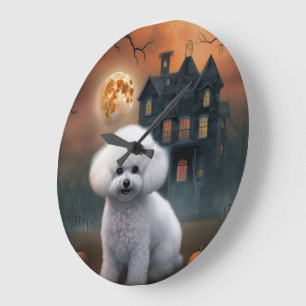 Bichon Frise Halloween Gruselig Große Wanduhr
