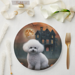 Bichon Frise Halloween Gruselig Pappteller
