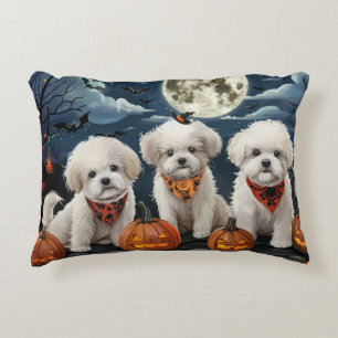Bichon Frise Halloween Spooky Dekokissen