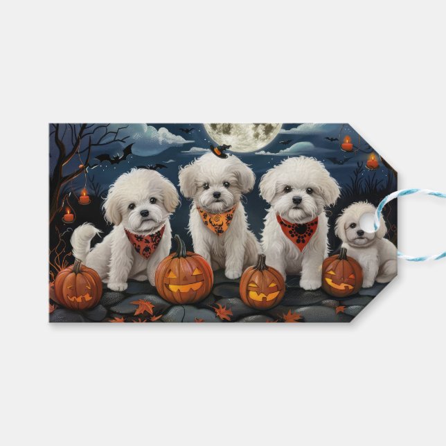 Bichon Frise Halloween Spooky Geschenkanhänger (Vorderseite (Horizontal))