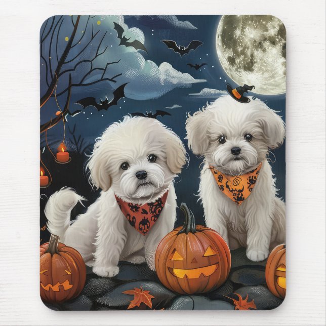 Bichon Frise Halloween Spooky Mousepad (Vorne)