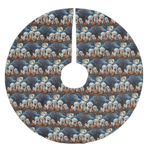 Bichon Frise Halloween Spooky Polyester Weihnachtsbaumdecke
