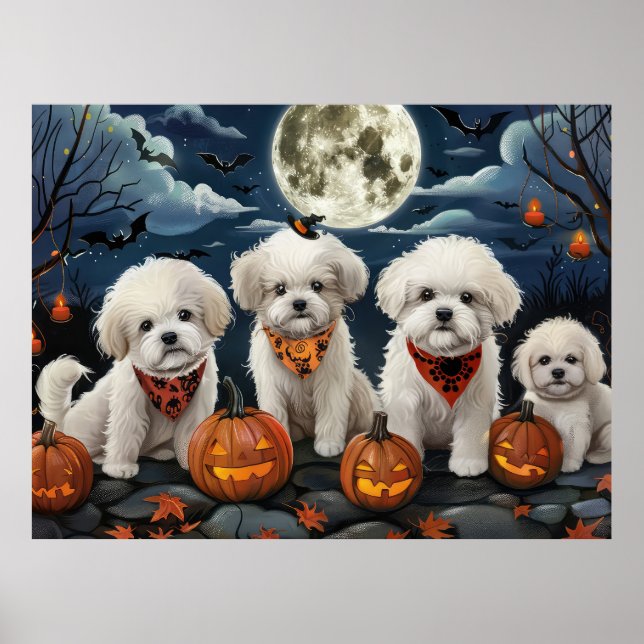 Bichon Frise Halloween Spooky Poster (Vorne)