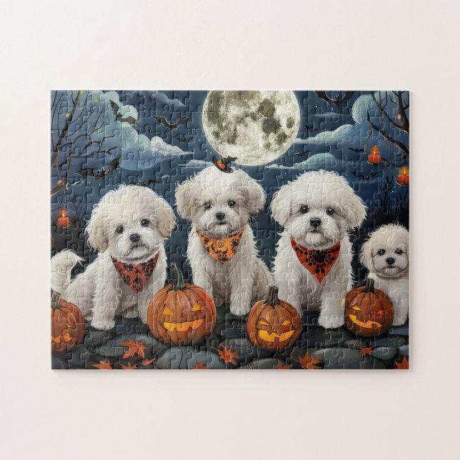 Bichon Frise Halloween Spooky Puzzle (Horizontal)